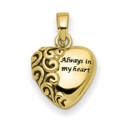 10K Gelbgold Sentimental Expressions Herz Andenken Ash Halter Anhänger