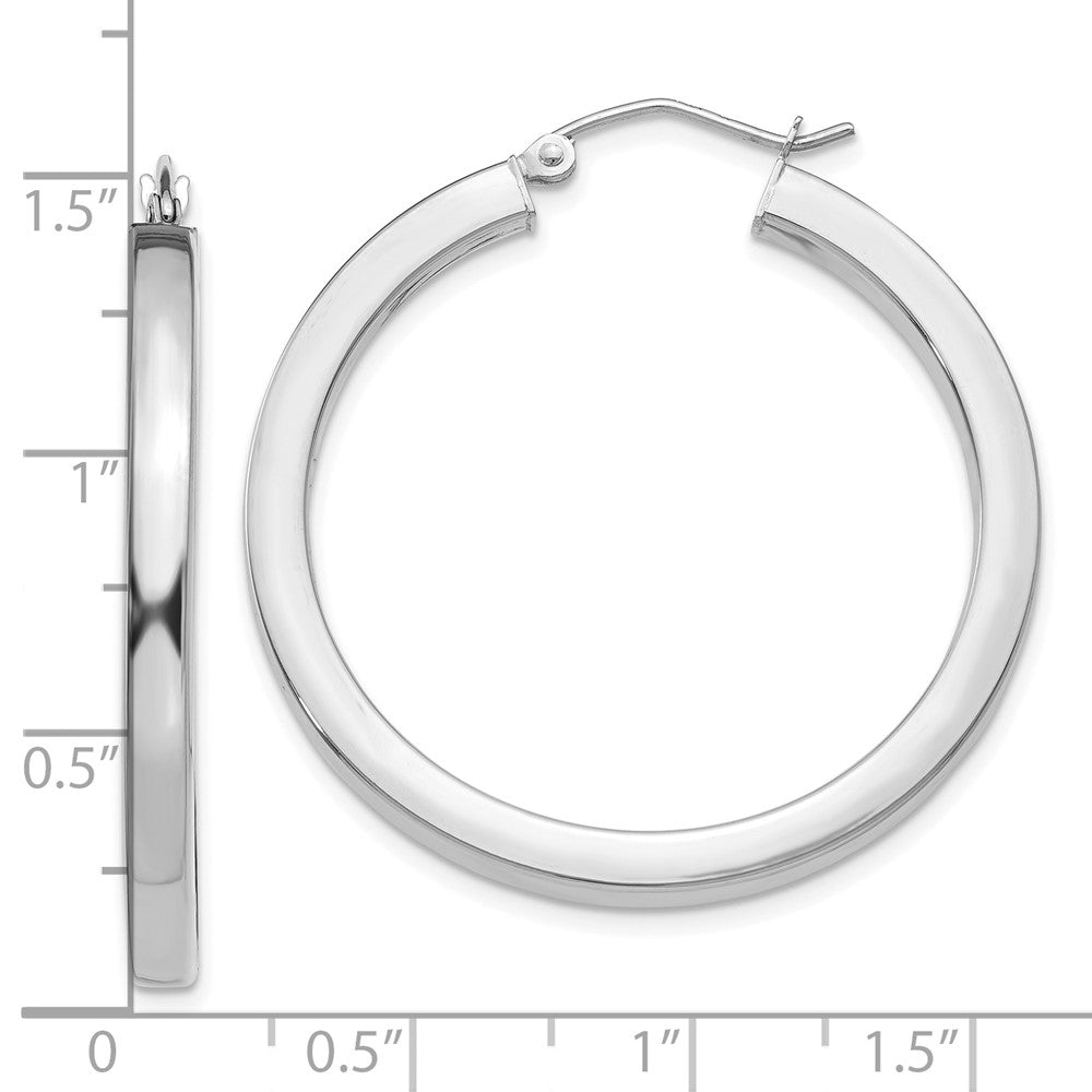 10K Weißgold 3mm Poliert Quadratisch Röhre Creolen
