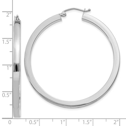 10K Weißgold 3mm Poliert Quadratisch Röhre Creolen
