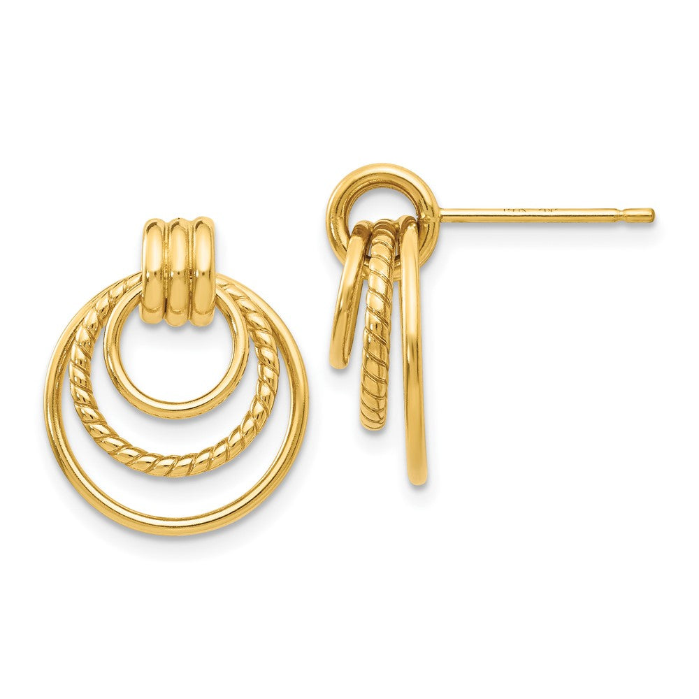 10K Gelbgold Poliert & Gedreht Fantasie Ohrstecker