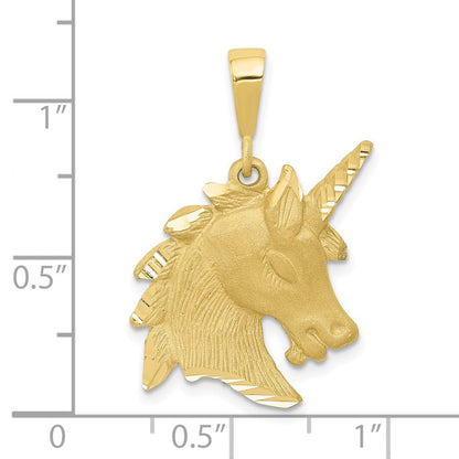 10K Gelbgold Einhorn Kopf Charm