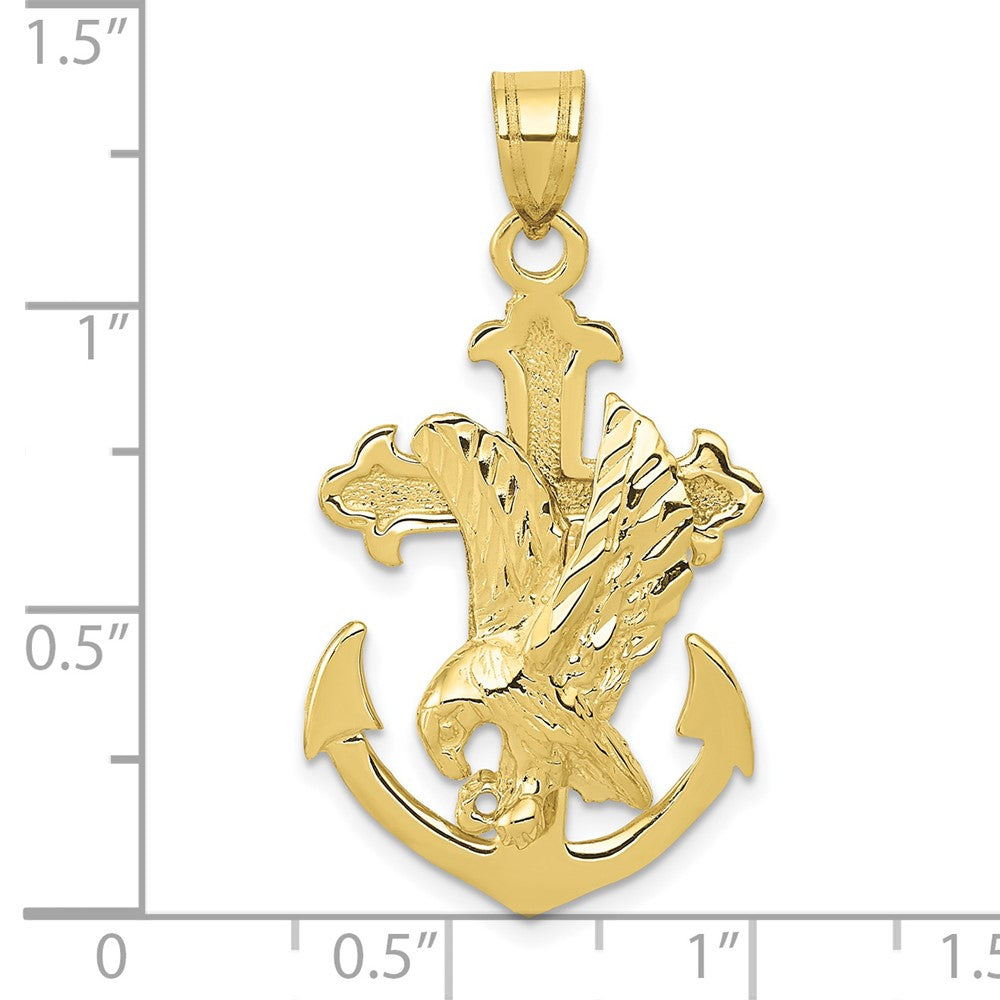 10K Gelbgold Mariners Kreuz mit Adler Anhänger