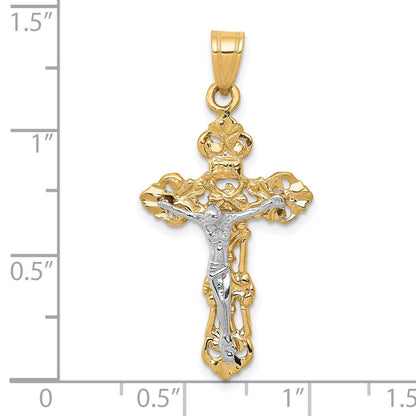 10K Bicolor Fleur De Lis Kruzifix Anhänger