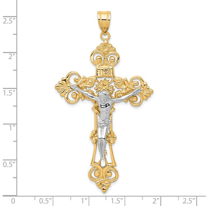 10K Bicolor Inri Fleur De Lis Kruzifix Anhänger