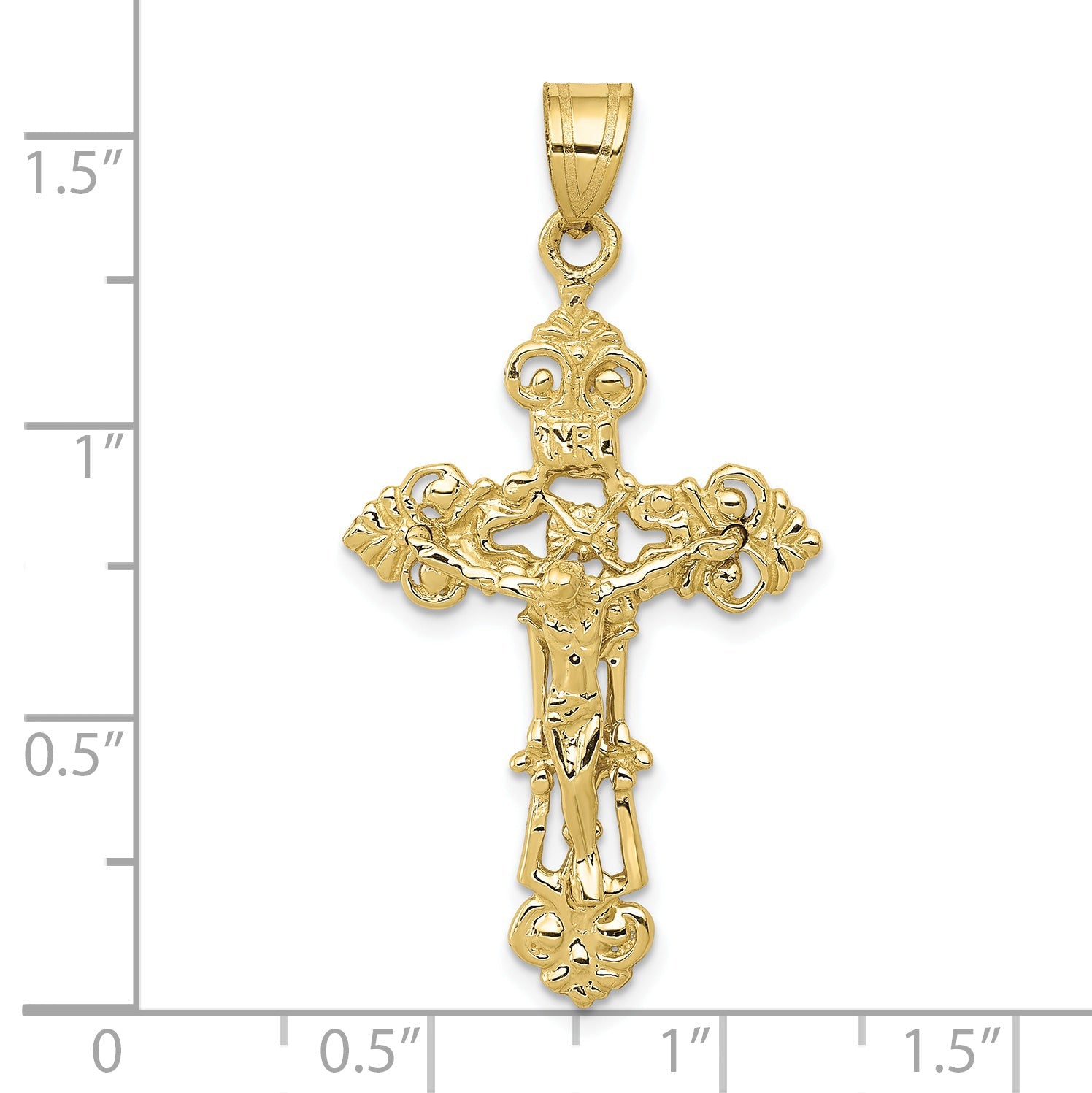 10K Gelbgold Inri Fleur De Lis Kruzifix Anhänger