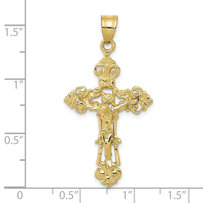 10K Gelbgold Inri Fleur De Lis Kruzifix Anhänger