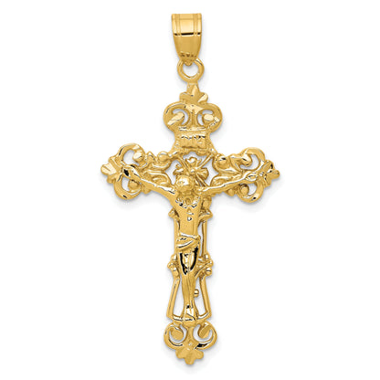 10K Gelbgold Inri Fleur De Lis Kruzifix Anhänger