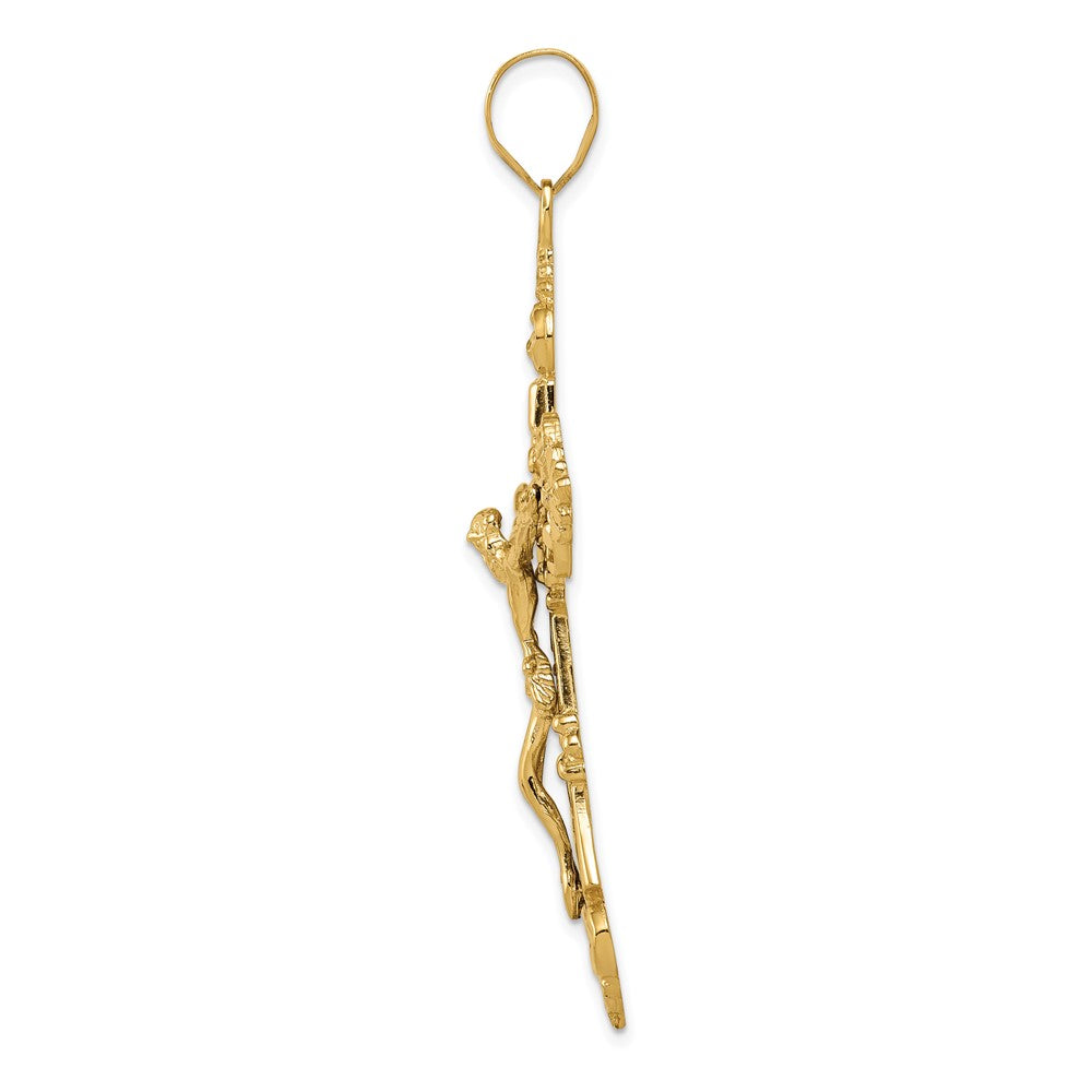 10K Gelbgold Inri Fleur De Lis Kruzifix Anhänger