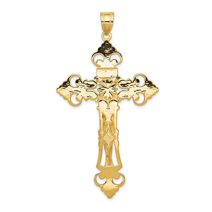 10K Gelbgold Inri Fleur De Lis Kruzifix Anhänger