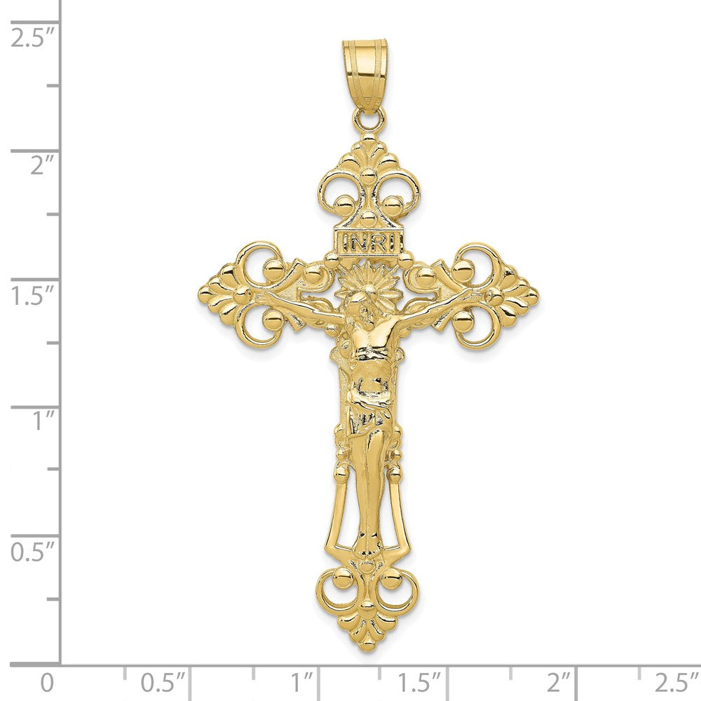10K Gelbgold Inri Fleur De Lis Kruzifix Anhänger