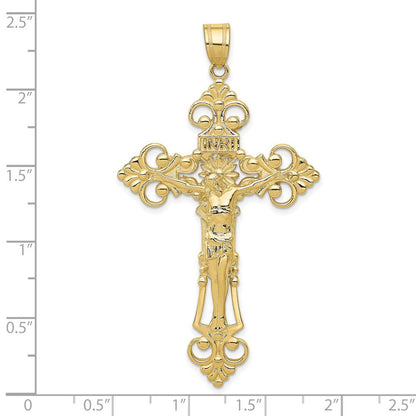 10K Gelbgold Inri Fleur De Lis Kruzifix Anhänger