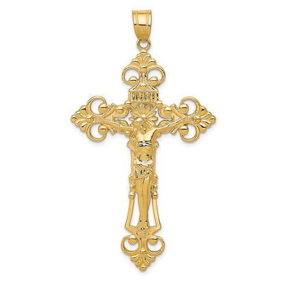 10K Gelbgold Inri Fleur De Lis Kruzifix Anhänger