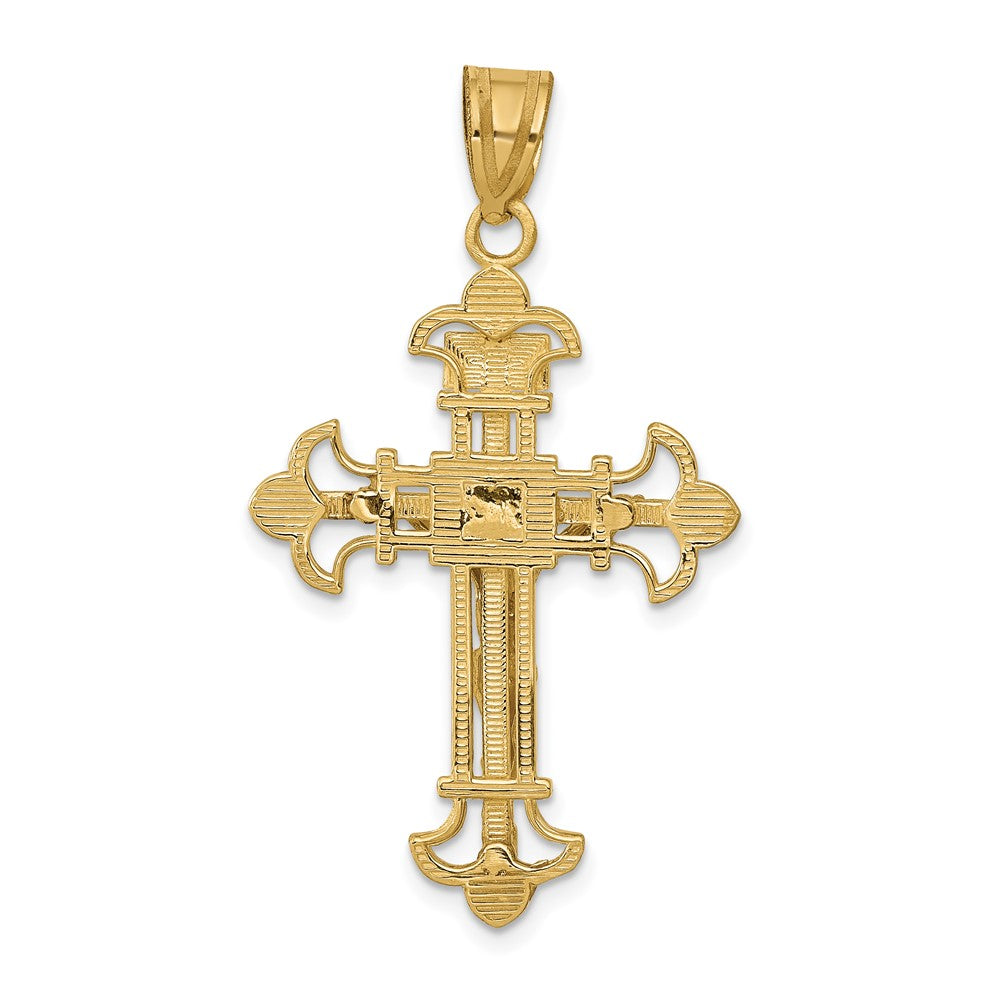 10K Gelbgold Inri Fleur De Lis Kruzifix Anhänger