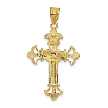 10K Gelbgold Inri Fleur De Lis Kruzifix Anhänger