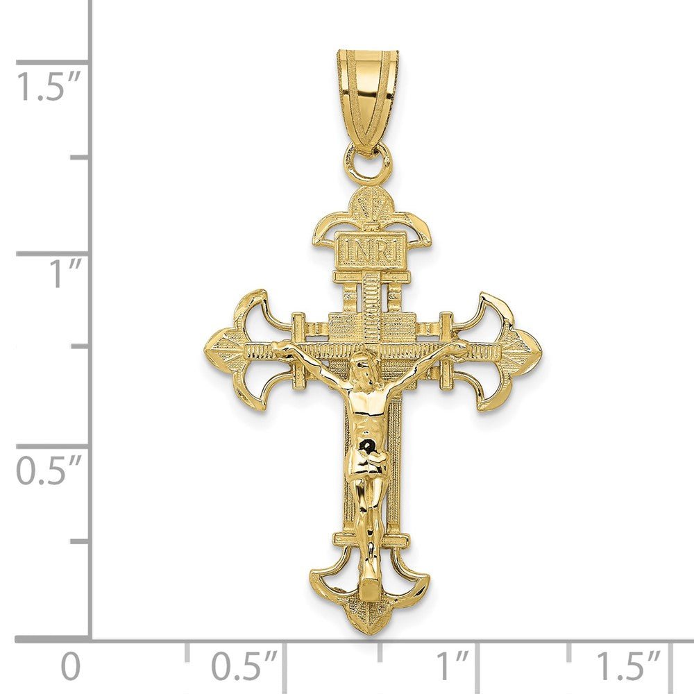 10K Gelbgold Inri Fleur De Lis Kruzifix Anhänger