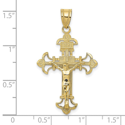 10K Gelbgold Inri Fleur De Lis Kruzifix Anhänger