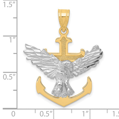 10K Bicolor Mariners Kreuz mit Adler Anhänger