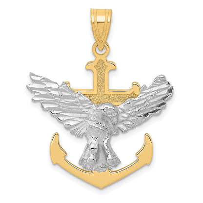 10K Bicolor Mariners Kreuz mit Adler Anhänger