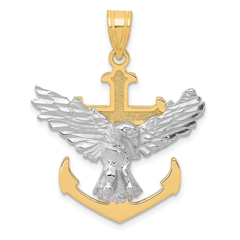 10K Bicolor Mariners Kreuz mit Adler Anhänger