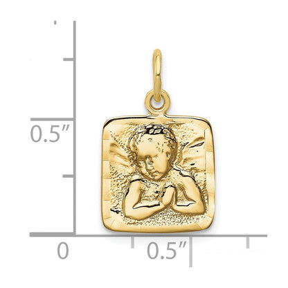 10K Gelbgold Satiniert & Diamantiert Engel Charm
