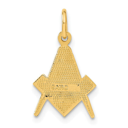 10K Gelbgold Poliert und Strukturiert Freimaurer Symbol Charm