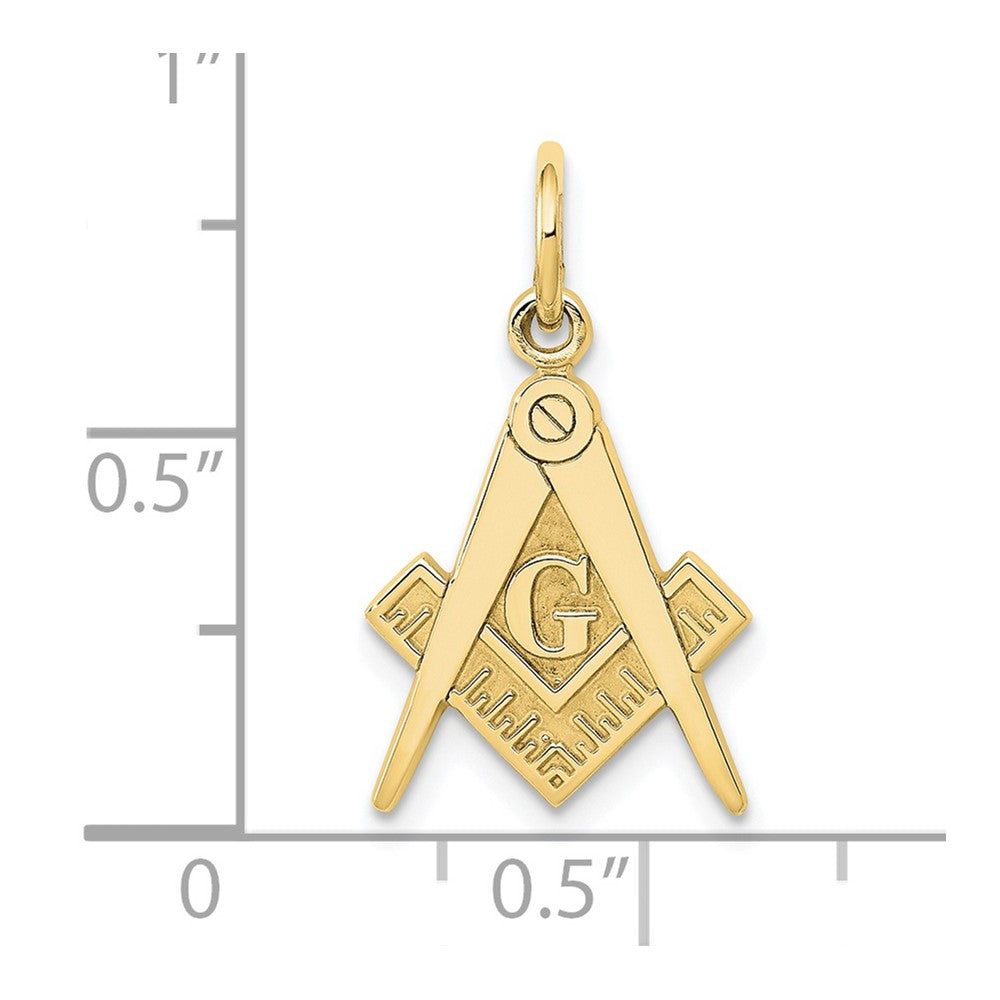 10K Gelbgold Poliert und Strukturiert Freimaurer Symbol Charm