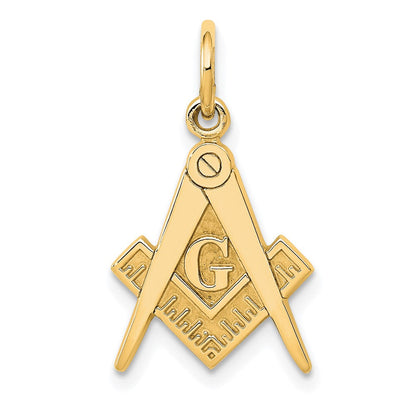 10K Gelbgold Poliert und Strukturiert Freimaurer Symbol Charm