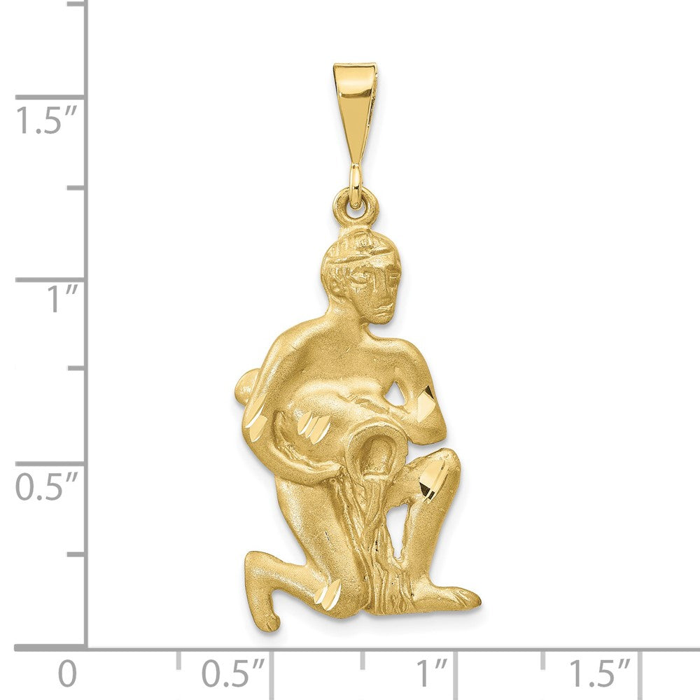 10K Gelbgold Satiniert Aquarius Tierkreis Charm