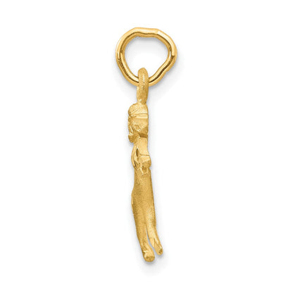 10K Gelbgold Satiniert Aries Tierkreis Charm