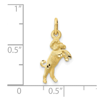 10K Gelbgold Satiniert Aries Tierkreis Charm