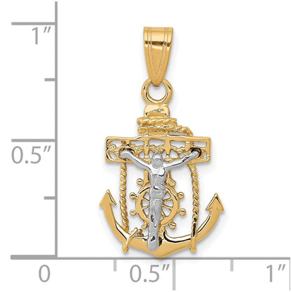 10K Bicolor Mariners Kreuz Anhänger