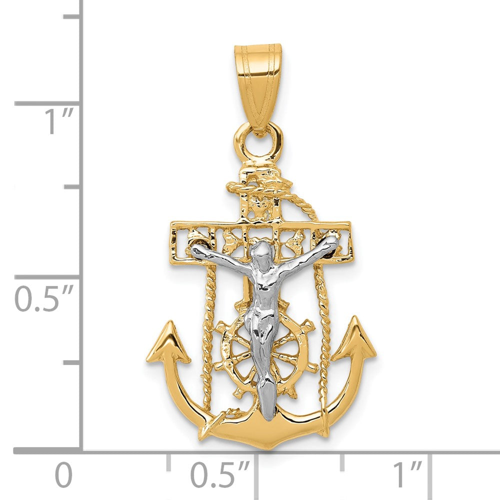 10K Bicolor Mariners Kreuz Anhänger