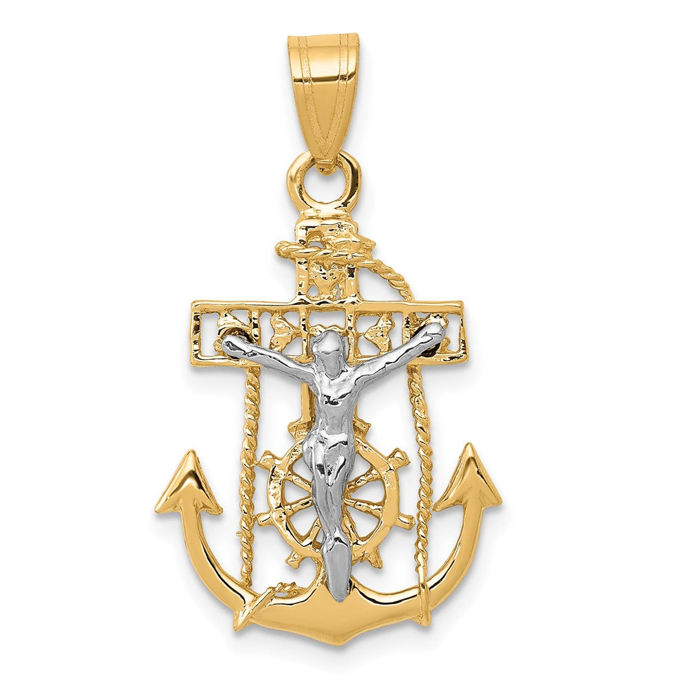 10K Bicolor Mariners Kreuz Anhänger