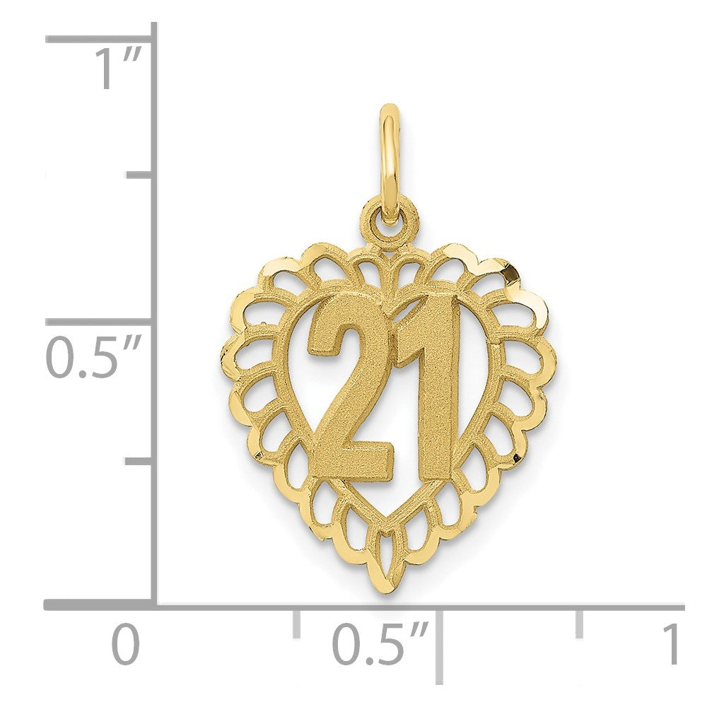 10K Gelbgold 21 in Herz Charm