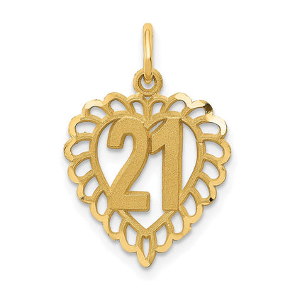 10K Gelbgold 21 in Herz Charm