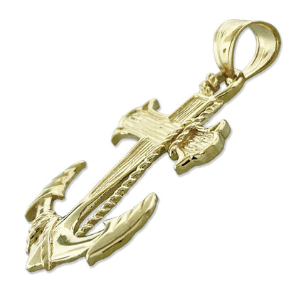 14K Gold Anhänger mit Segeltauseil, Kreuz und Schiffsanker