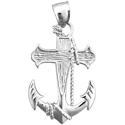 14K Gold Anhänger mit Segeltauseil, Kreuz und Schiffsanker