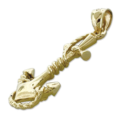 14K Gold 3D Nautikanker mit Seil-Anhänger