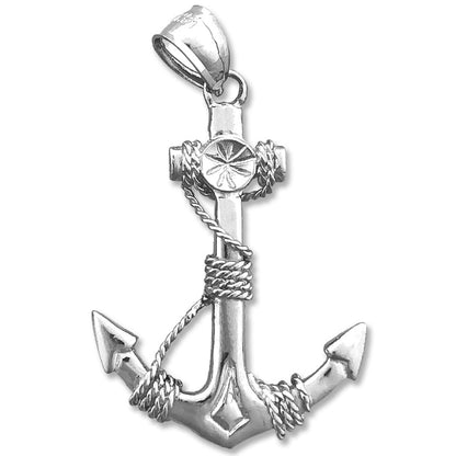 14K Gold 3D-Schiffsanker-Anhänger mit Seilkette-Motiv