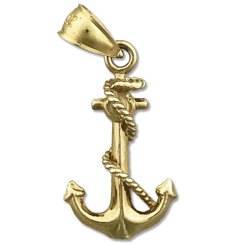 14K Gold 3D Schiff-Tau-und-Anker-Charm