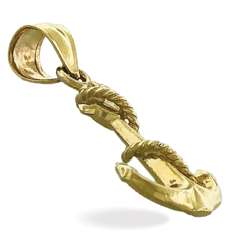 14K Gold 3D Schiff-Tau-und-Anker-Charm