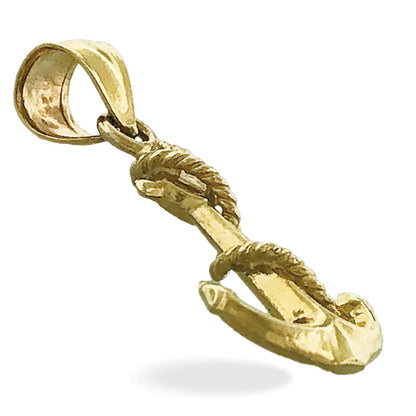 14K Gold 3D Schiff-Tau-und-Anker-Charm