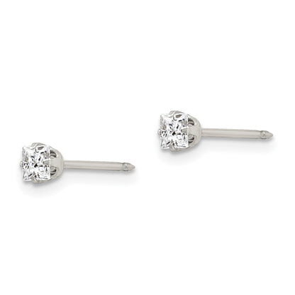 Edelstahl Inverness 3mm Quadratisch Zirkonia Ohrstecker