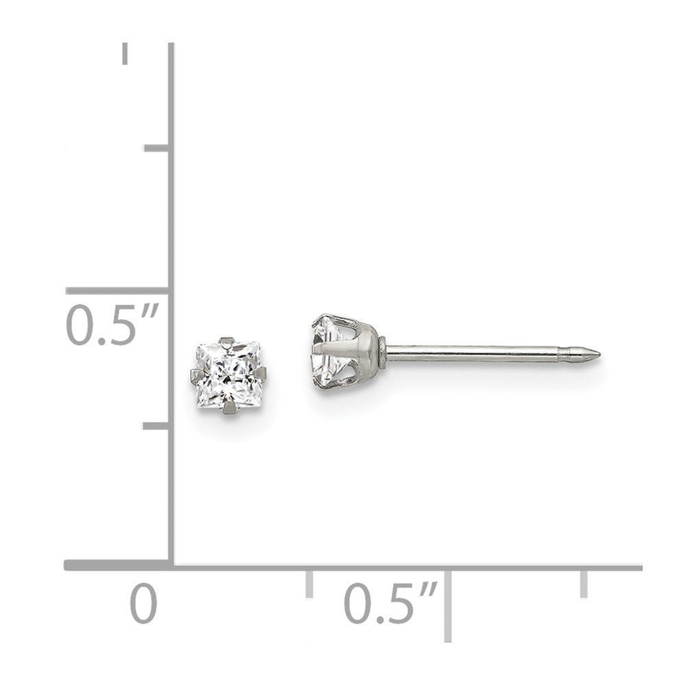 Edelstahl Inverness 3mm Quadratisch Zirkonia Ohrstecker
