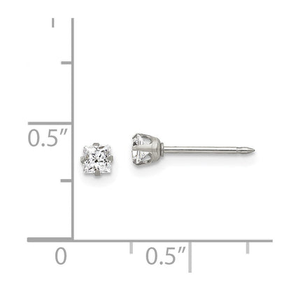 Edelstahl Inverness 3mm Quadratisch Zirkonia Ohrstecker