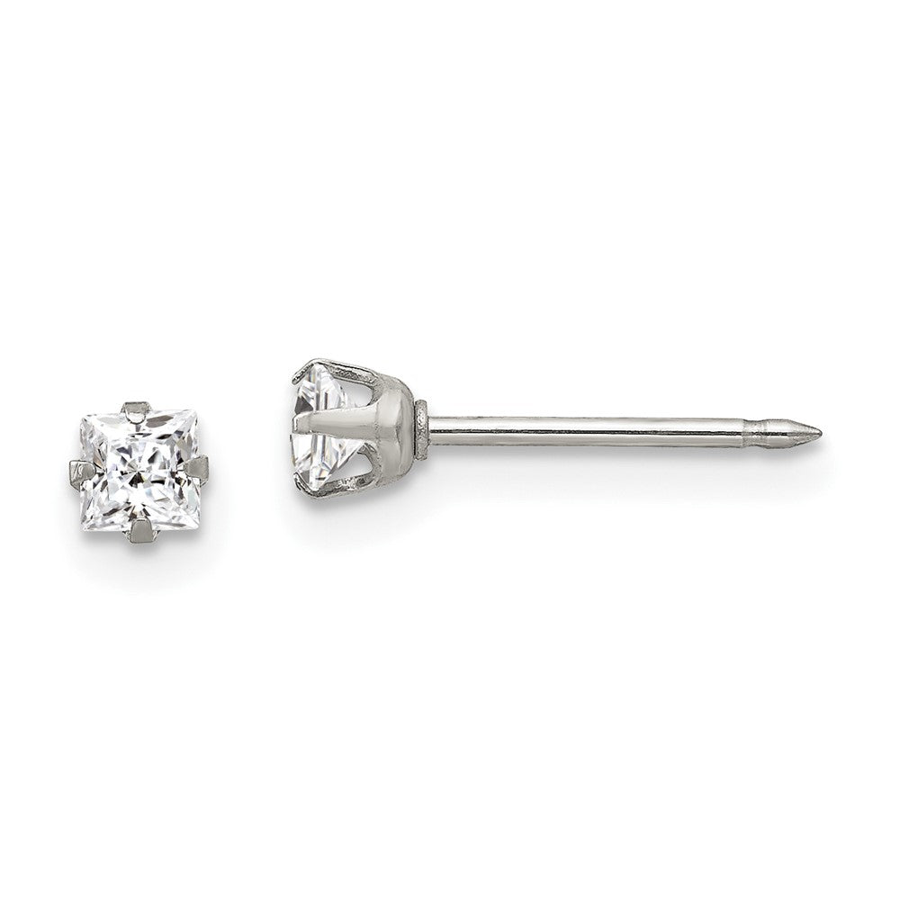 Edelstahl Inverness 3mm Quadratisch Zirkonia Ohrstecker