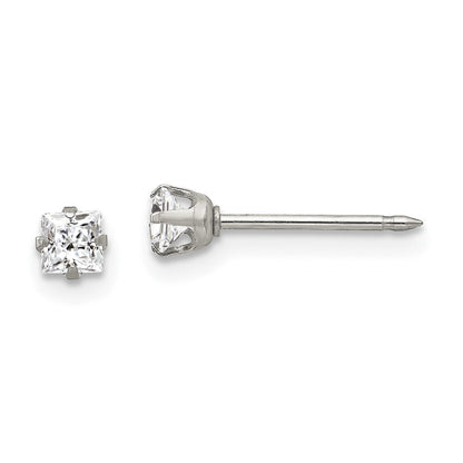 Edelstahl Inverness 3mm Quadratisch Zirkonia Ohrstecker