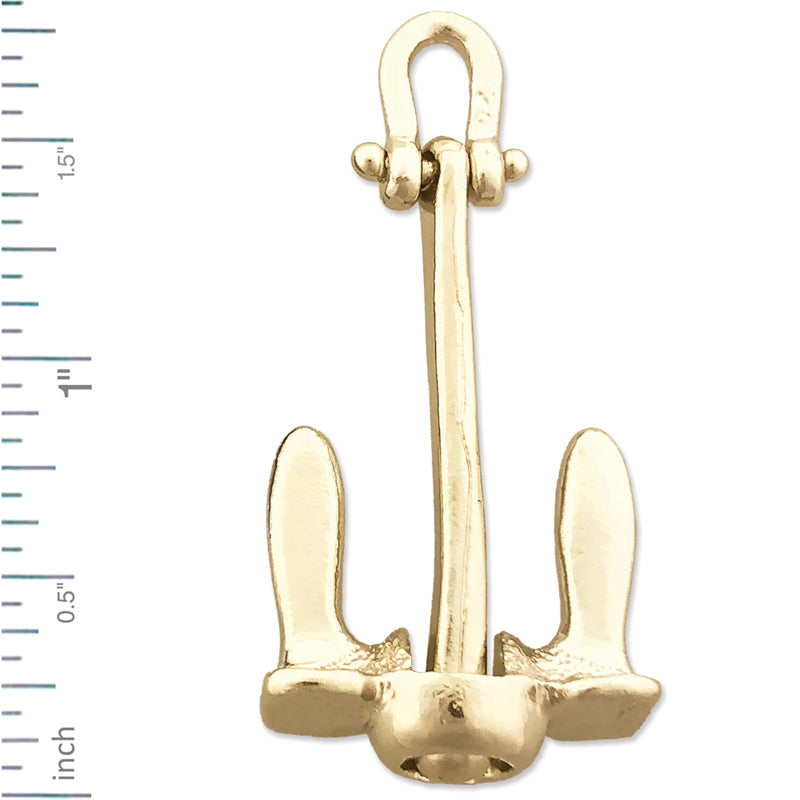 14K Gold 36MM 3D Schiffsanker-Anhänger