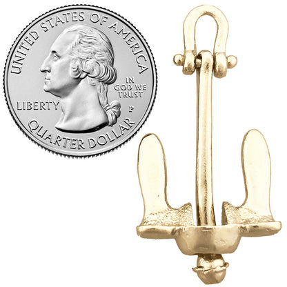 14K Gold 36MM 3D Schiffsanker-Anhänger