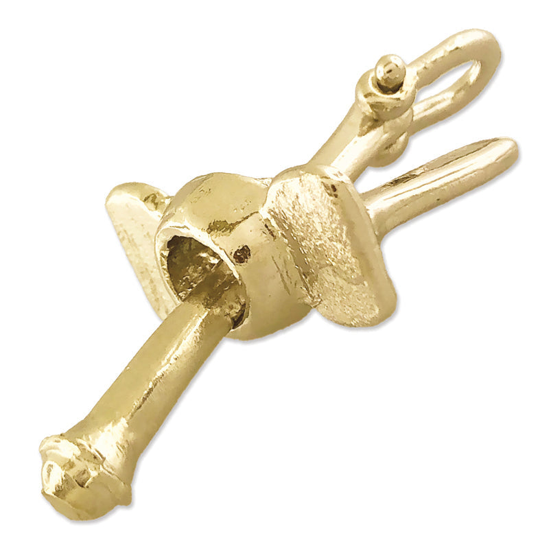 14K Gold 36MM 3D Schiffsanker-Anhänger